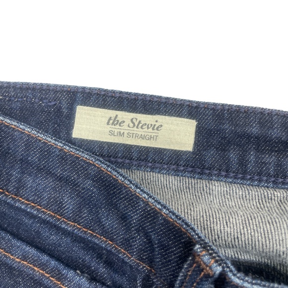 AG Adriano Goldschmied 27 The Stevie Slim Straight Navy jeans Pockets Hem Marks - Picture 4 of 10